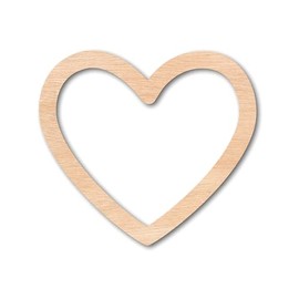 Unfinished Wood Heart Border Silhouette - Hollow Heart Cutouts - Premium Wooden Hearts for Crafts, DIY Projects, Decorations (1/4 inch Thick, 6")