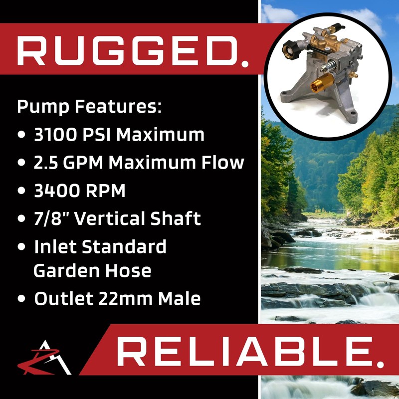 The ROP Shop 7/8" Shaft 3100PSI Pressure Washer Pump for