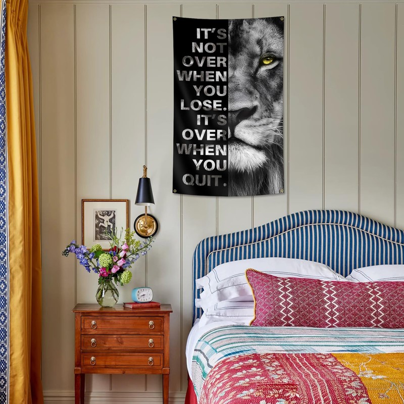 Inspirational Lion Flag 5x3 Ft with 4 Brass Grommets
