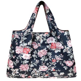 Wrapables Durable and Large Nylon Reusable Shopping Bag (Rose Vines)