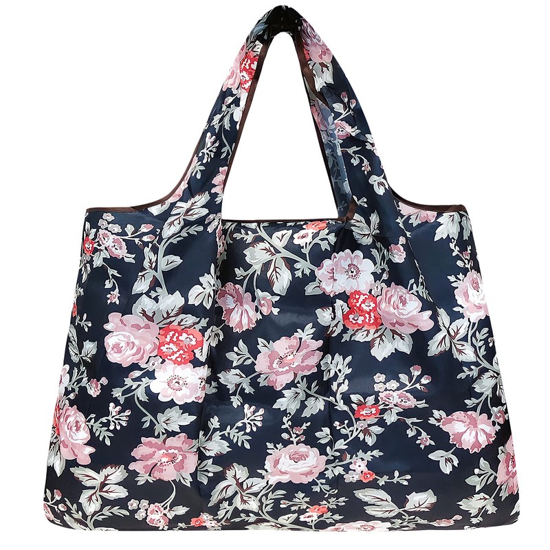 Wrapables Durable and Large Nylon Reusable Shopping Bag (Rose Vines)