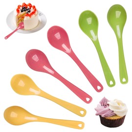 YIHAOH Pack of 24 egg spoons, colourful yoghurt spoons, small spoons made of PP material, with hanging hole design, easy to clean, suitable for desserts, drinks