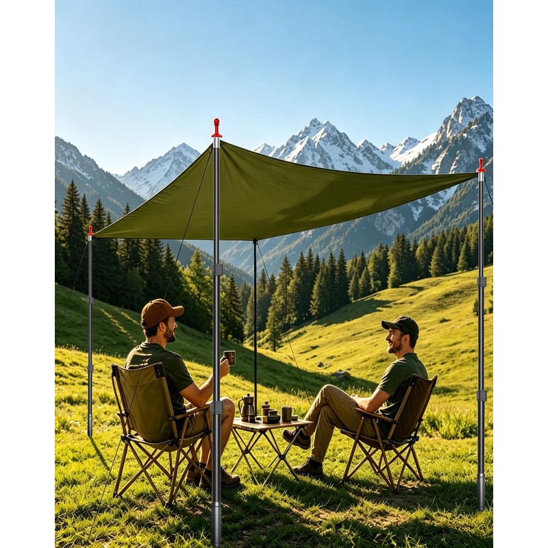 Adjustable Tarp Poles 2 Pack,Heavy Duty Aluminum Alloy Camping Tarp
