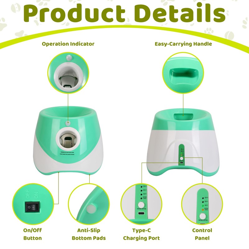 Automatic Ball Launcher for Dogs, Interactive Dog Ball Thrower with