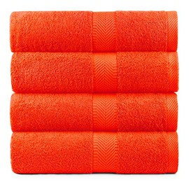 BY LORA Bath Towel Sheet Set Soft Cotton Water Absorbent Towel Sheets, Set of 4, Coral