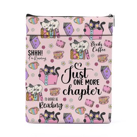 Cat Book Sleeve for Book Lovers, Coffee Book Lover Gifts for Readers Book Lovers Women, Cute Cat Lover Gifts for Cat Lovers Women Book Sleeve with Zipper, Cat Book Cover for Paperbacks Hardcover