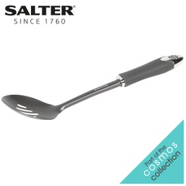 Salter BW11065EU7 Slotted Spoon, Multifunctional Non Stick Utensil, Serving and Stirring Ladle, Soft Touch Handles, Stainless Steel, Matte Grey