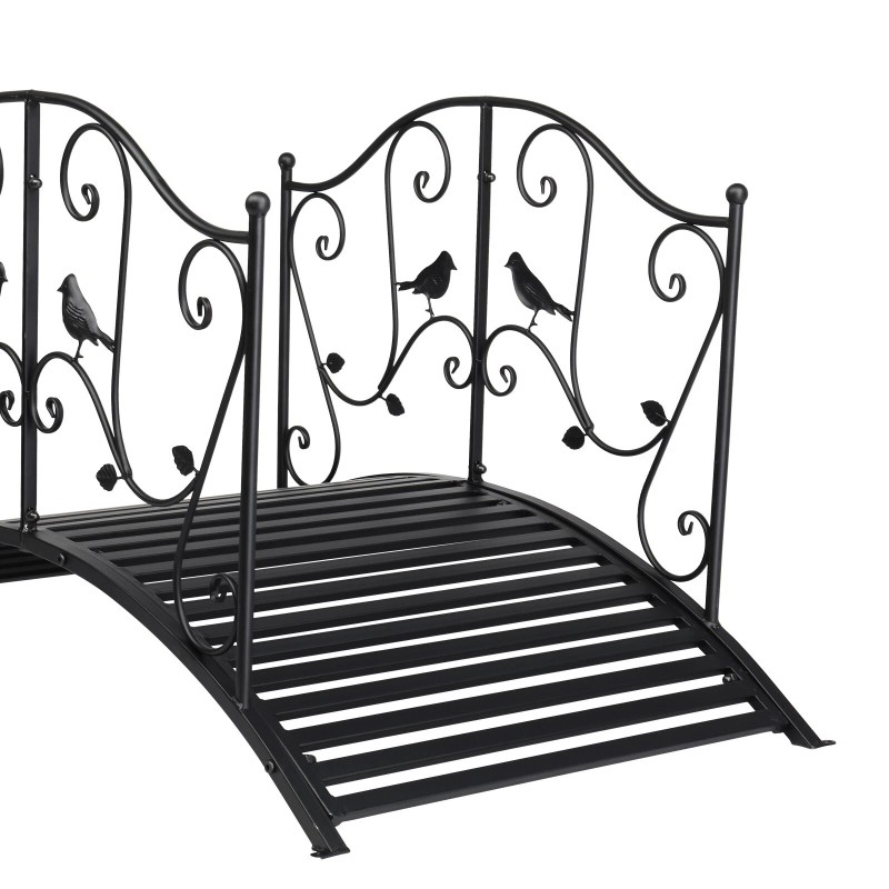 Unbranded 119*67*71cm Courtyard Bird Pattern Arched Handrail Courtyard Iron Bridge