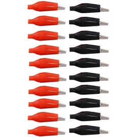 bnafes 20Pcs Alligator Clips Black Red Soft Insulated Boots Covered Test Lead Clamp-(Medium)
