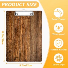 Wood Grain Clipboard, Unique Stump Grain Decorative Clip Board with Metal Clip Cute Plastic Clipboards A4 Standard Size 8.5" x 12.5" for Nurses, Students, Office