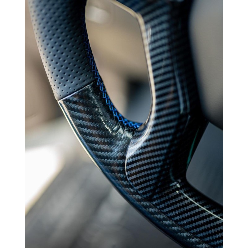 MEWANT DIY PU Carbon Fiber Black Artificial Leather Steering Wheel