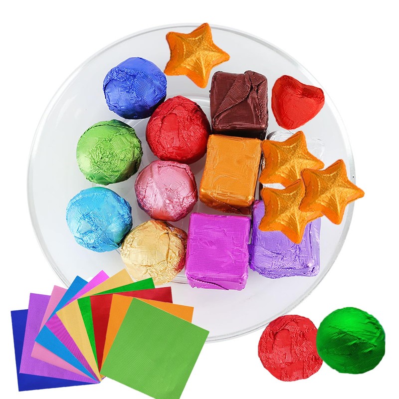 Copzievkae 100PCS Foil Wrappers, 4x4 Inch, Orange for Chocolate Bars
