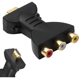 KIPTVO HDMI to AV RGB RCA Converter, HDMI to 3 RGB Adapter, High-Definition AV Video Adapter, 1080P High-Definition HDMI to 3 RGB Adapter Component Converter Video Audio Adapter for TV