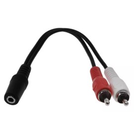 SF Cable 3.5mm Stereo Female to 2 RCA Male Y-Cable, 6-inches