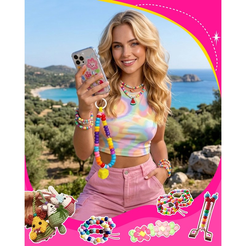 Pony Beads 5300pcs, Rainbow Kandi Beads Bulk for Bracelet Making,