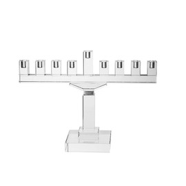 Judaica Place Crystal Candle Menorah for Chanukah - Rectangle Shape Candle Holder - Fits Standard Hanukkah Candles - 10.5 Inch