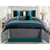 Grand Linen Modern 7 Piece Oversize Teal Blue/Grey/Black Pin Tuck