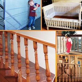 Baby Railing Net Stair Safety Net Banister Mesh Guard Child Proof Balcony Net for Kids Pets Toys（15ft x 3ft White）