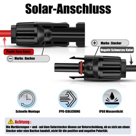 iHaospace Solar Cable 6 mm2 10AWG Solar Plug to XT60 Adapter Solar Panel Adapter Cable for EF Delta 2 and River Pro MAX Bluetti EB55 Powerstation 757 Powerhouse Solar Y Charging Cable 0.6 m