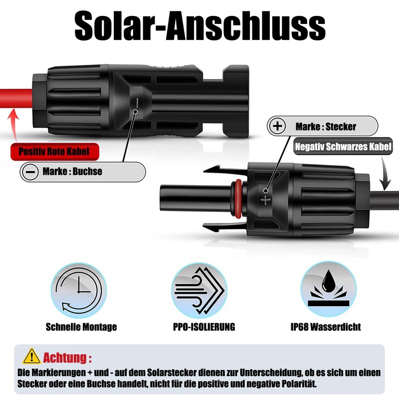 iHaospace Solar Cable 6 mm2 10AWG Solar Plug to XT60