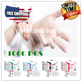 Basic 1000PCS Medical Clear Vinyl Exam Disposable Gloves Latex & Powder-Free Food-Safe - L