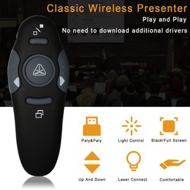 LTZEMOO Wireless Presenter Remote Presentation Clicker - USB Control PPT Clicker for Powerpoint Presentations Pointer Las*r for Cats Dog, Slide Advancer for Mac/Win/Laptop, Black