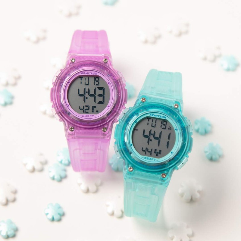 Armitron Sport Women's 45/7086TPR Digital Chronograph Translucent Purple Resin Strap