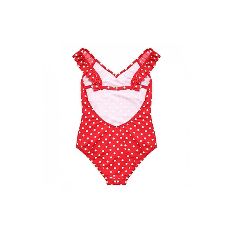 La-V Girls Swimming Costume, Red Polka Dot