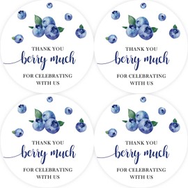 40pcs Blueberry Thank You Stickers, Thank You Berry Much Round Stickers, Sweet Fruit Thank You Labels for Wedding/Berry 1st Birthday Party Favors