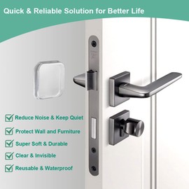 HICOBOS Door Stopper Wall Protector - Wall Shield Bumper Guard from Door Knobs,Sturdy Self Adhesive,Soft and Transparent,Washable Reusable Shock Absorbent Gel for Home Office (Thicken Square, 6pcs)