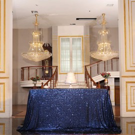 Eternal Beauty Sparkly Rectangle Sequin Tablecloths Wedding Party Banquet (Navy Blue,50x80 inches,Rectangle)