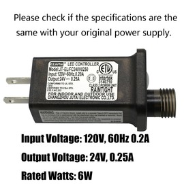 8 Mode Light LED Transformer 24V LED Controller Class 2 Power Supply, Low Voltage Transformer US Plug Adapter Replacement for String Light, not Fit for 8 Mode with Control Box and 1 Mode String Light