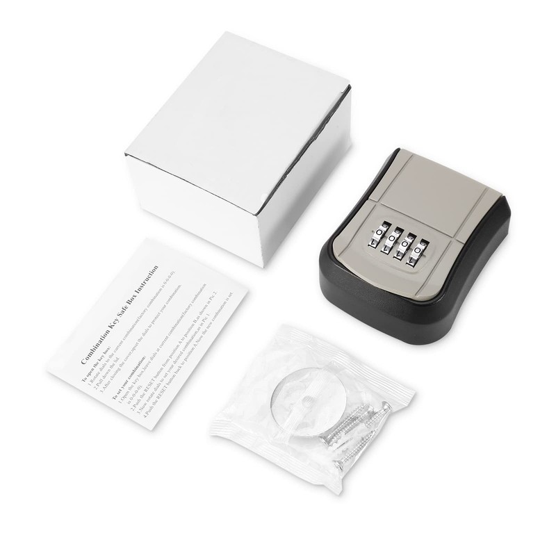 Key Lock Box Wall Mounted, 4-Digit Combination Lockbox for Outside,