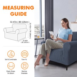 GRIFEMA GH1001-1 Sofa Covers 1 Seater High Stretch Pessimistic Couch Covers Super Soft Sofa Slipcover Elastic Straps Furniture Protector Covers