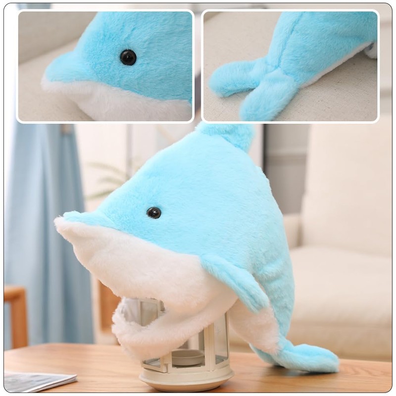 EXCEART Hat, Headwear, Plush Dolphin, Kigurumi, Cosplay, Halloween, Headwear, Cap,