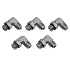 5 PACK 3/8" JIC 37° Male x #6 SAE/ORB Male Corner/Elbow Hydraulic Adapter Fitting | L-6801-06-06