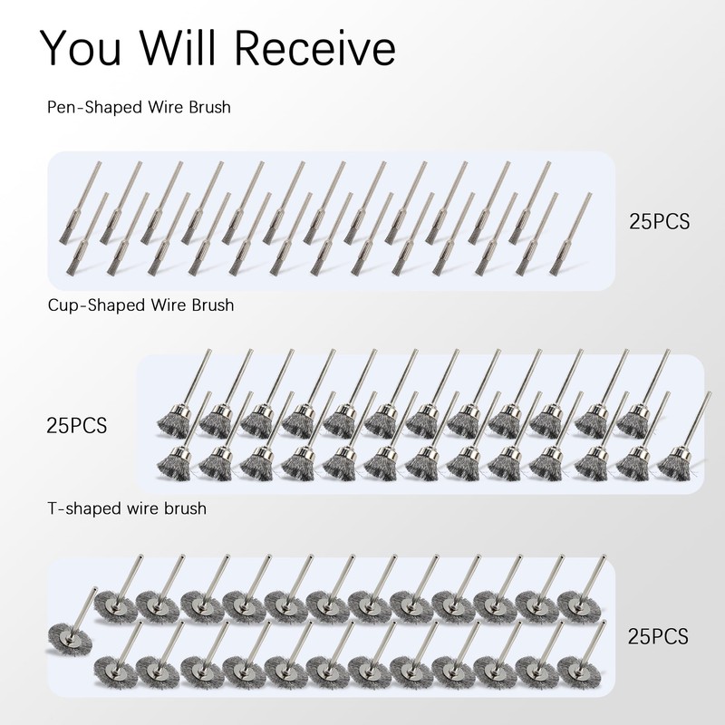 75PC Wire Brushes for Drill Set Steel Wire Wheels Pen