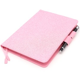 Notebook Covers Pink Glitter - A5 Format 15 x 20 cm - Flaps for Storing Documents