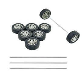 8PCS Toy Car Wheels Model Car Rubber Tire Wheel with Round Shaft Axles for RC Car Truck Robot DIY Model Toy Wheel Replace Parts (2x28mm)
