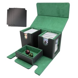 TheQuotium MTG Commander Deck Box Space for 200+ Cards, 3-in-1 Card Deck Case, Strong Magnetic Card Organiser for Magic Commander TCG CCG, 4 Dividers