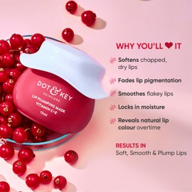Dot & Key Lip Plumping Sleeping Mask Vitamin C + E | Lip Balm for Women | Lipbalm for Men | Tinted Lip Balm for Dry Lips | 15ml