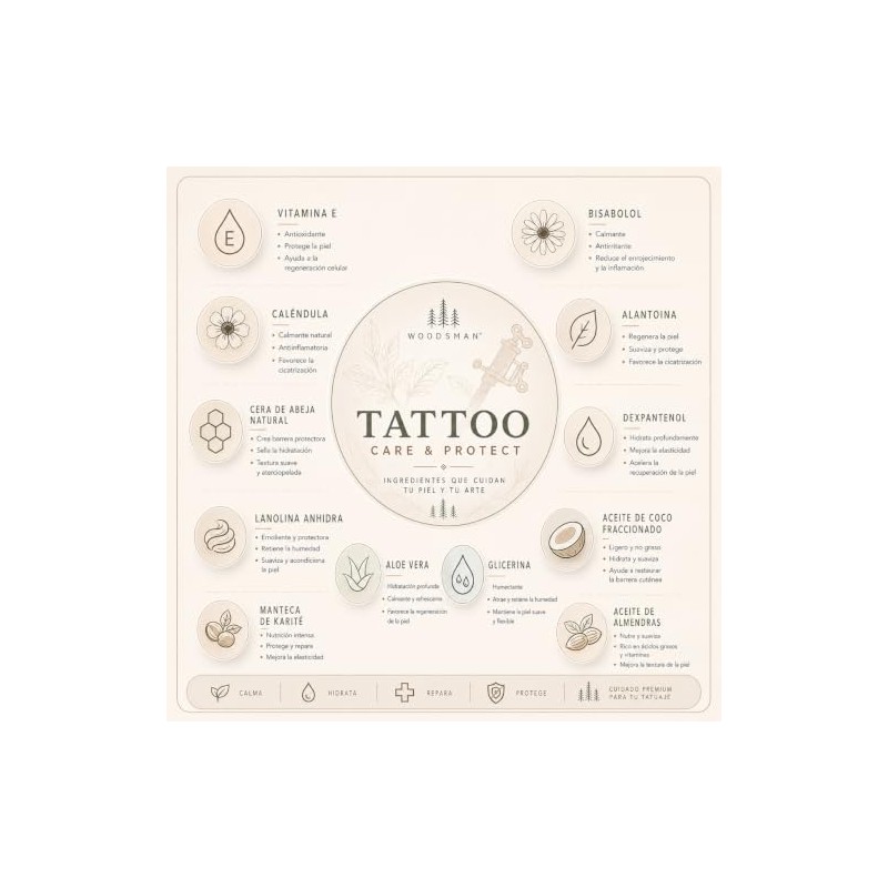 WOODSMAN - Bálsamo Prémium Post Tatuaje | Original Prémium Tattoo
