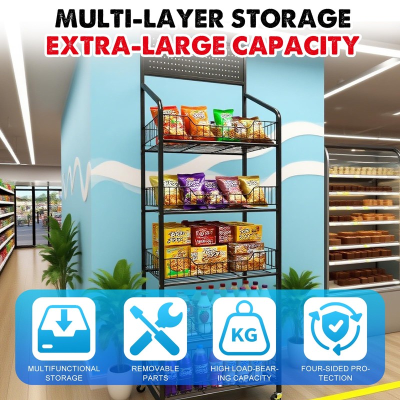 5 Tier Retail Candy Display Rack Metal Storage Shelf with