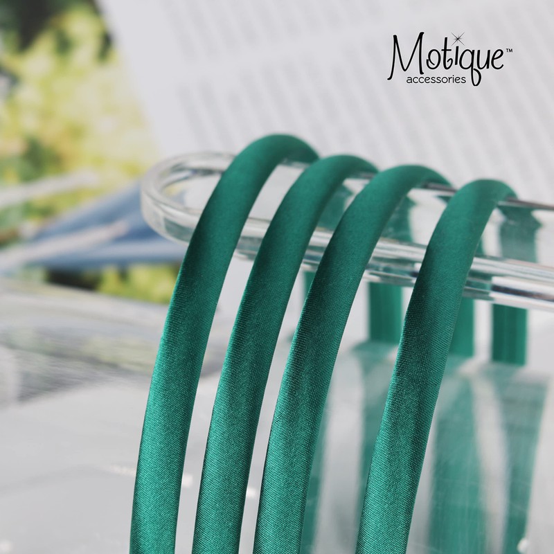 Motique Accessories Thin Headbands for Women Solid Satin 4 Pack