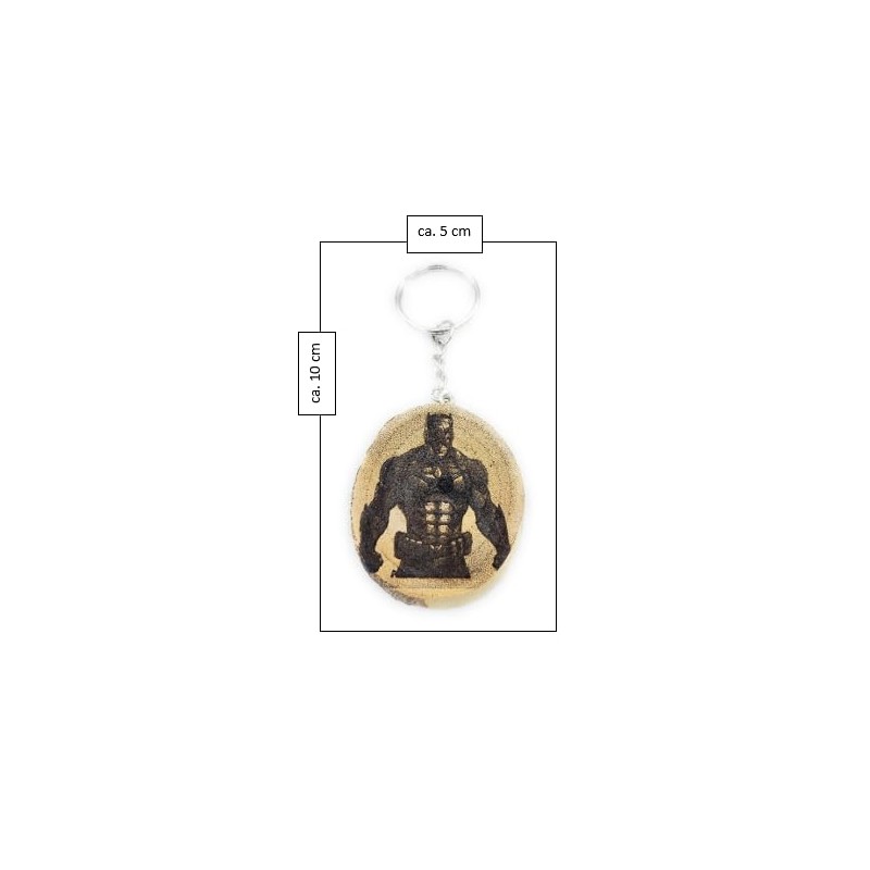Promotech Superhero Handmade Laser Engraved Unique Wooden Keyring, natural wood