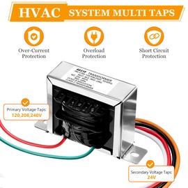 Gulfmew 24V 40VA Control Transformer, Primary 120, 208, 240V Secondary, 24V Transformer with Foot Mount for HVAC Furnace Multi Tap