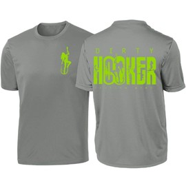 Dirty Hooker Fishing Gear, Short Sleeve Dryfit with Classic Green Logo (Concrete, Medium)