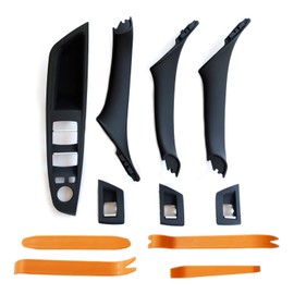 WODOFO GDR(7PCS Kit) Black Driver Side Interior Door Window Switch Button Cover Armrest Panel Front Left Inside Pull Handle Trim Replacement for 5 Series 528i 535d 535i 550i M5 F10 51417225873
