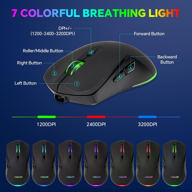 CHONCHOW 60% Wireless Gaming Keyboard and Mouse Combo,LED Backlit Rechargeable