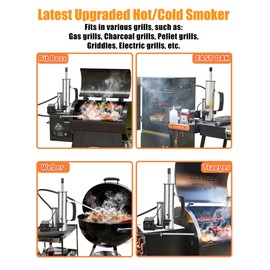 2025 Advanced Cold Smoke Generator, Tube for Pellet Smoker Upgrade, Smoker Attachment for Gas Grilling, Portable Cordless Electric, Hot or Cold Smoking: Fits Weber, Traeger, Pit Boss, East Oak ect...
